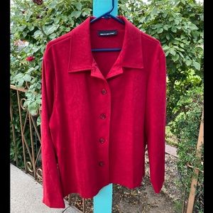Briggs New York Red Colored Faux Suede Shirt